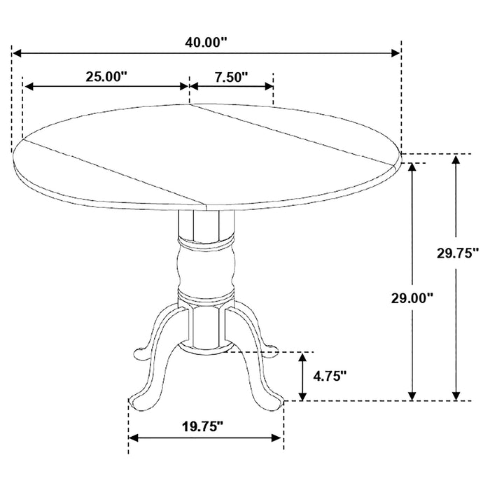 Allison 5-piece Round Drop Leaf Dining Table Set White