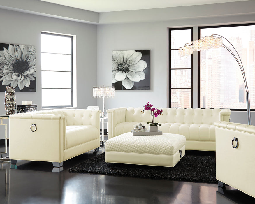 Chaviano Upholstered Track Arm Sofa Pearl White