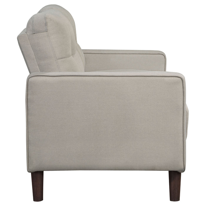 Bowen Upholstered Track Arm Tufted Loveseat Beige