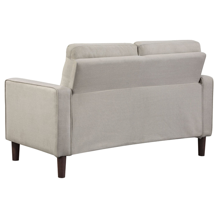 Bowen Upholstered Track Arm Tufted Loveseat Beige