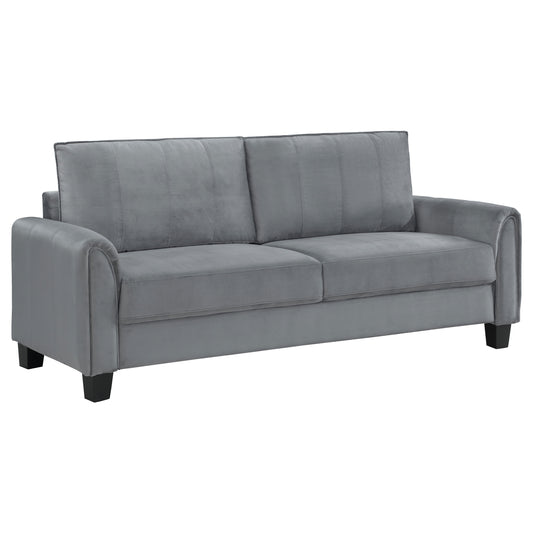 Davis Upholstered Rolled Arm Sofa Grey