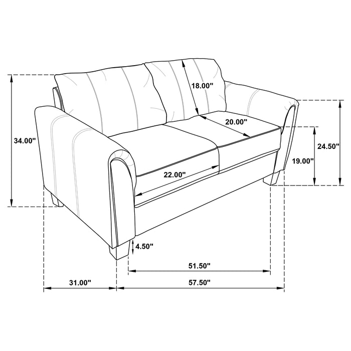 Davis 3-piece Upholstered Rolled Arm Sofa Grey