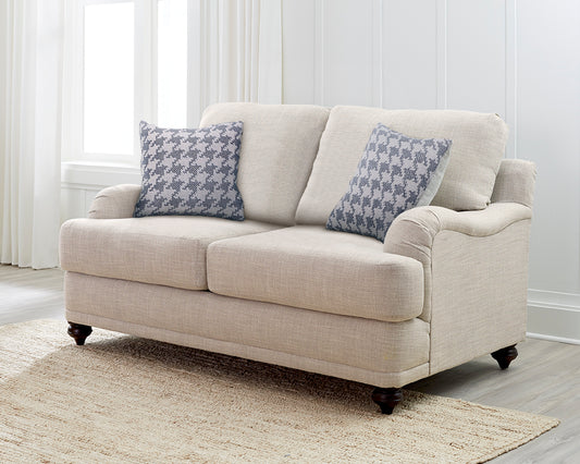 Glenn Upholstered English Arm Loveseat Light Grey and Blue