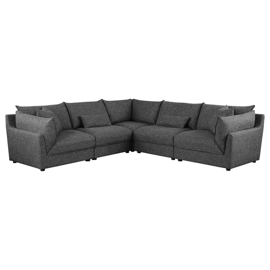 Sasha 5-piece Upholstered Modular Sectional Barely Black