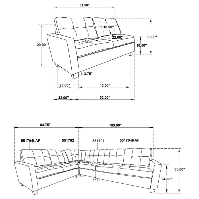 Georgina 4-piece Upholstered Modular Sectional Steel Grey