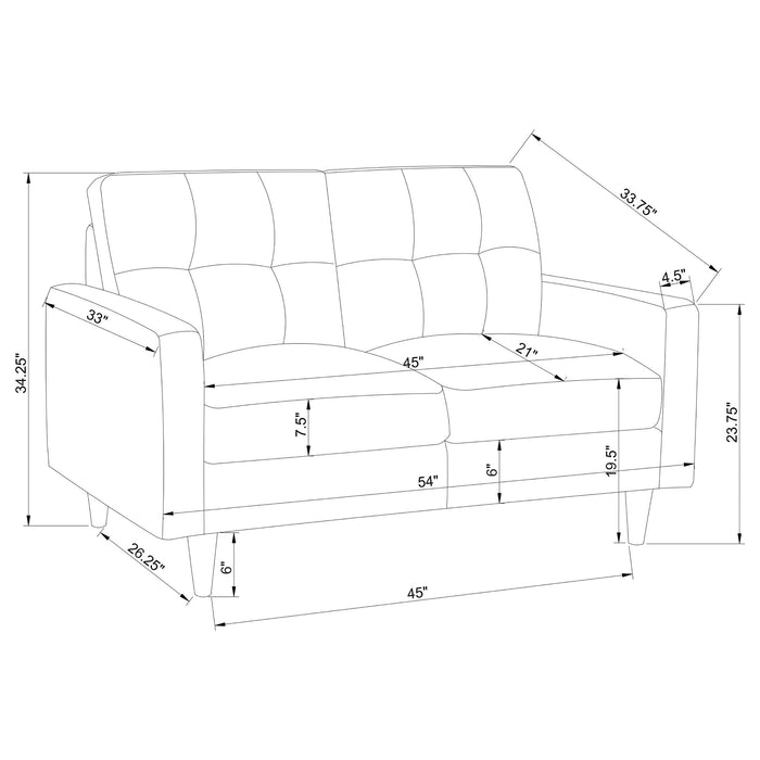 Watsonville Upholstered Track Arm Tufted Loveseat Grey