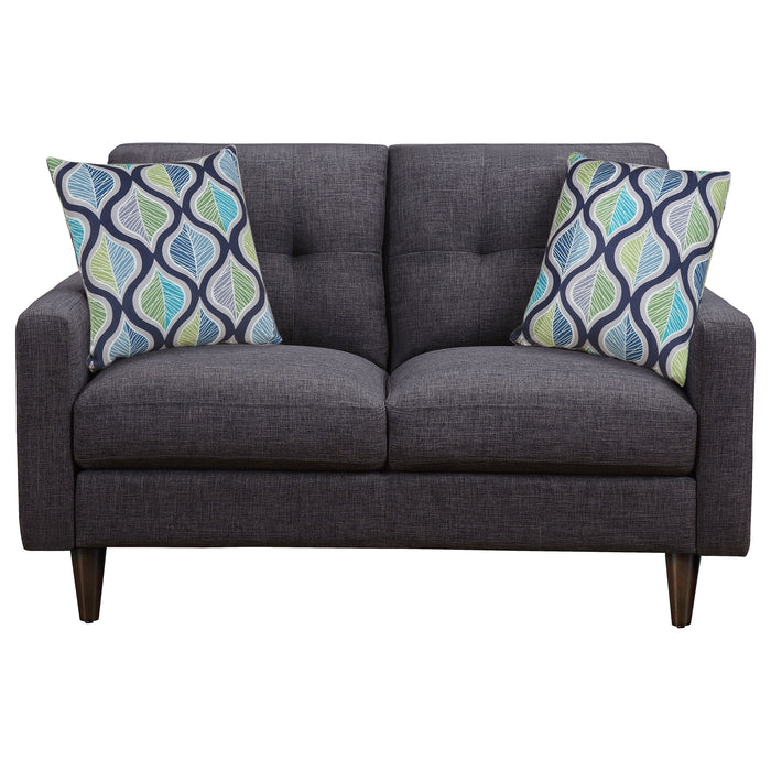 Watsonville Upholstered Track Arm Tufted Loveseat Grey