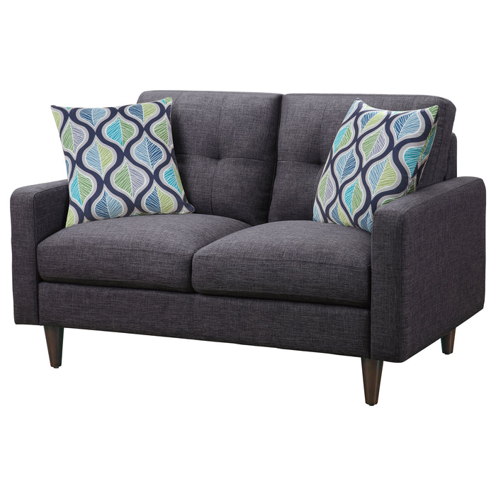 Watsonville Upholstered Track Arm Tufted Loveseat Grey