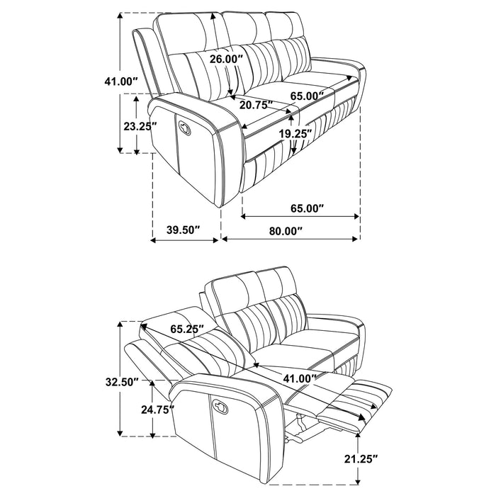 Raelynn Upholstered Track Arm Motion Sofa Grey