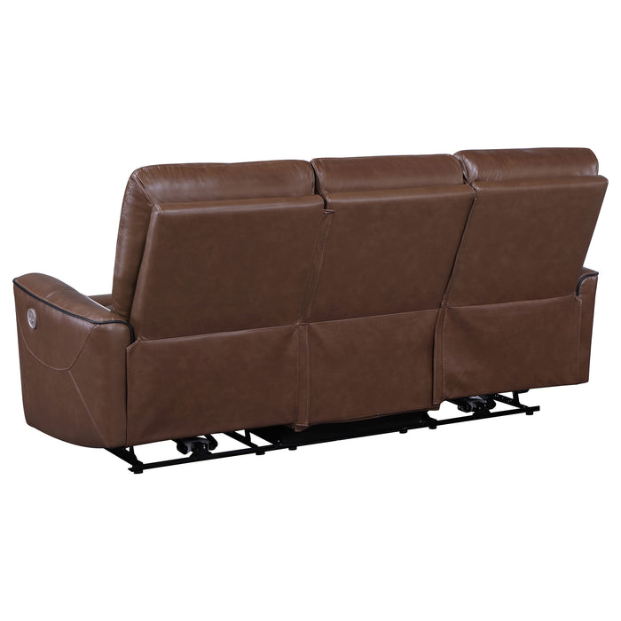 Greenfield 2-piece Power Reclining Sofa Set Saddle Brown