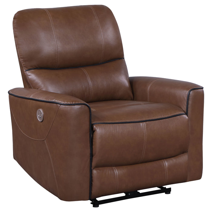 Greenfield Upholstered Power Recliner Chair Saddle Brown