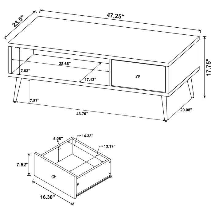 Welsh 1-drawer Engineered Wood Coffee Table Antique Pine