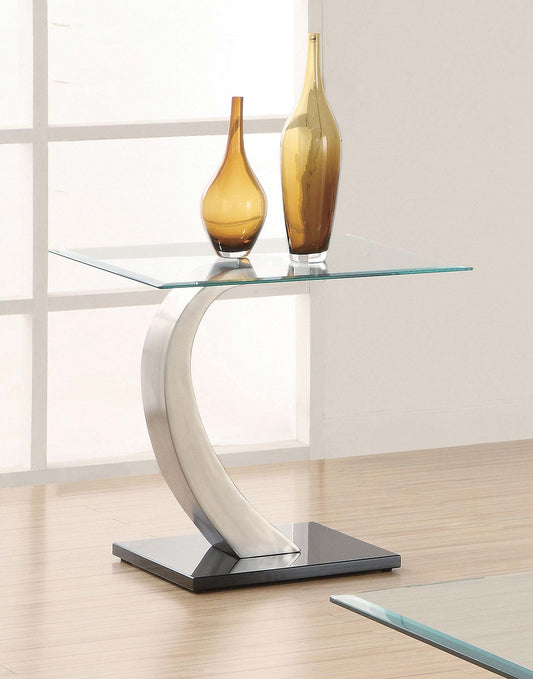 Pruitt Rectangular Glass Top Metal End Table Satin Silver