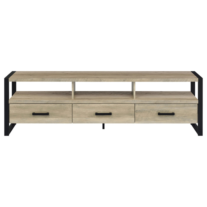 James 3-drawer Engineered Wood 71" TV Stand Distressed Pine