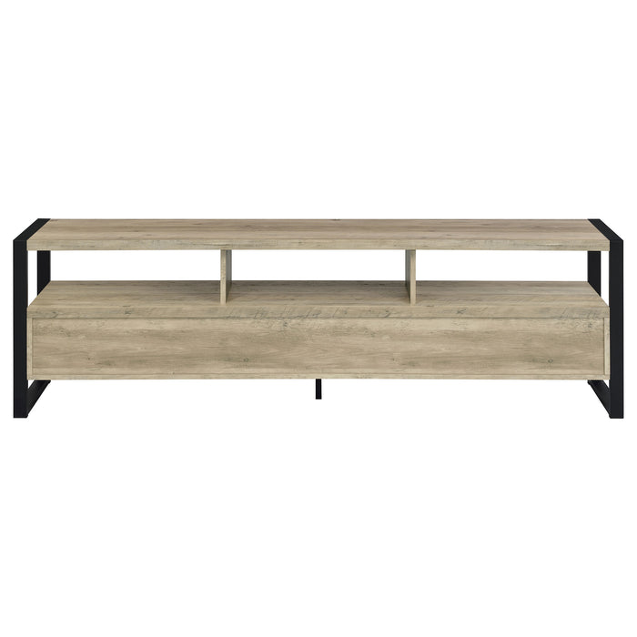 James 3-drawer Engineered Wood 71" TV Stand Distressed Pine