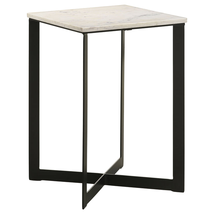 Tobin Square Marble Top End Table White and Black