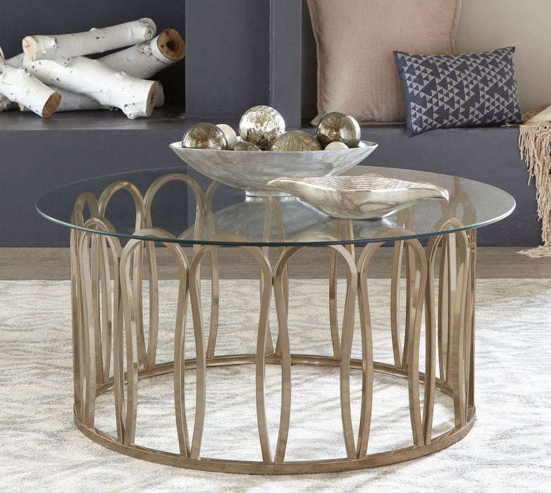 Monett Round Glass Top Coffee Table Chocolate Chrome