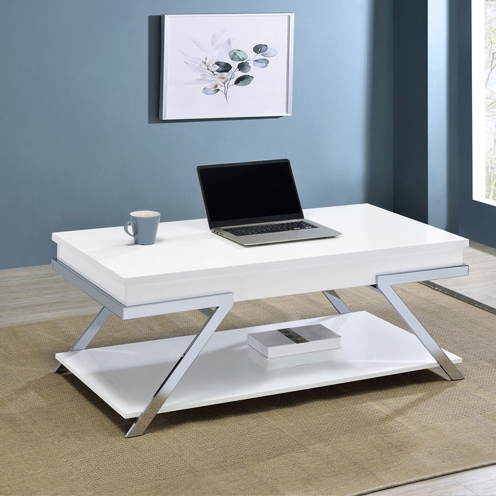 Marcia Rectangular Lift Top Coffee Table White High Gloss