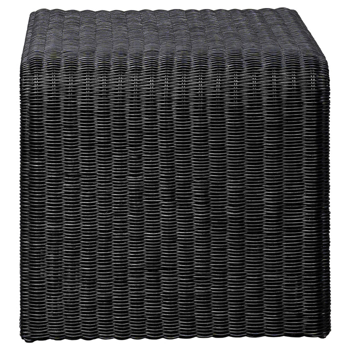 Cahya Woven Rattan Square End Table Black