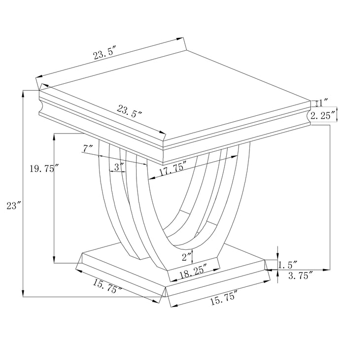 Kerwin Square Stone Top End Table White and Chrome