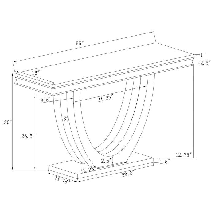 Kerwin U-base Stone Top Entryway Sofa Console Table Chrome