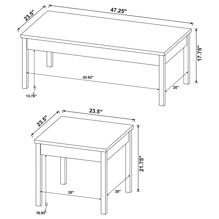 Stacie 3-piece Coffee Table Set Distressed Pine and White