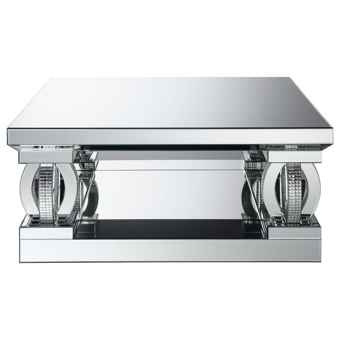 Amalia Square Mirrored Acrylic Crystal Coffee Table Silver