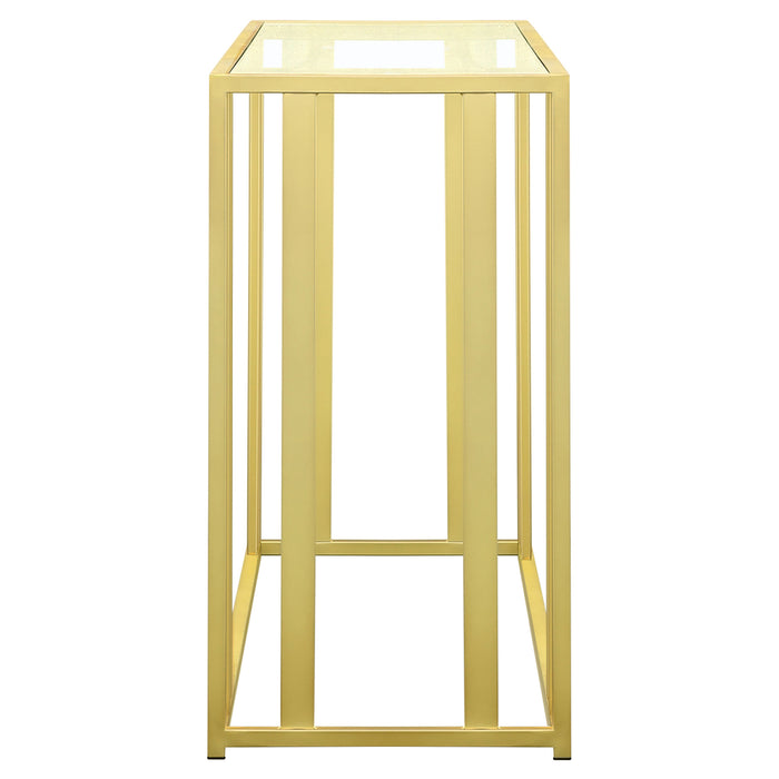 Adri Glass Top Entryway Sofa Console Table Matte Brass