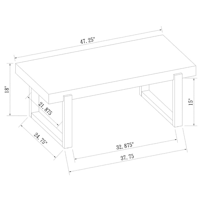 Pala Rectangular Coffee Table White High Gloss and Natural