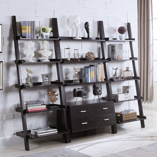 Colella 3-piece Storage Ladder Bookshelf Set Cappuccino