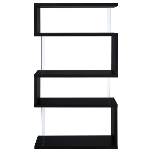 Emelle 63-inch 4-shelf Glass Panel Bookshelf Black