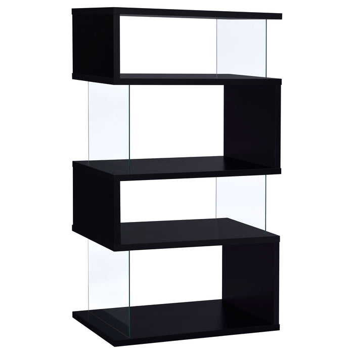 Emelle 63-inch 4-shelf Glass Panel Bookshelf Black