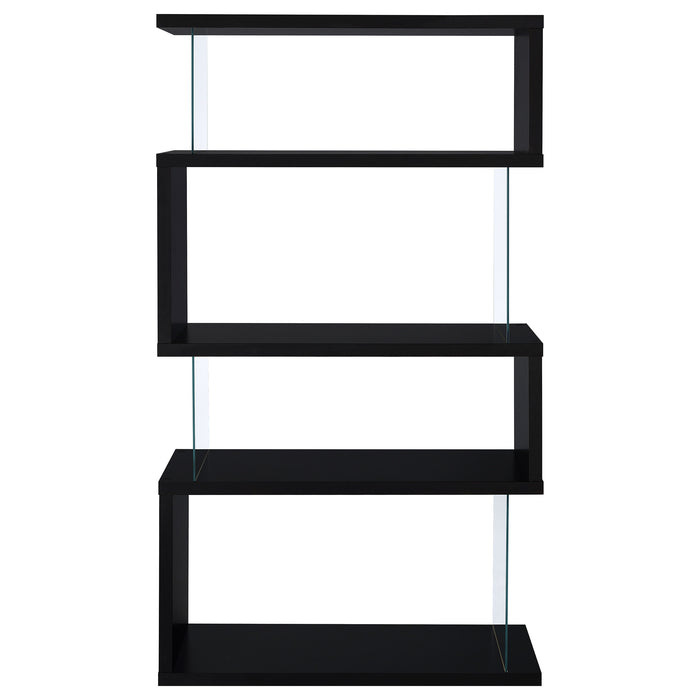 Emelle 63-inch 4-shelf Glass Panel Bookshelf Black