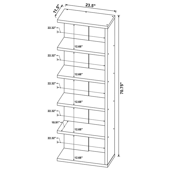 Harrison 71-inch 5-shelf Bookshelf Weathered Grey