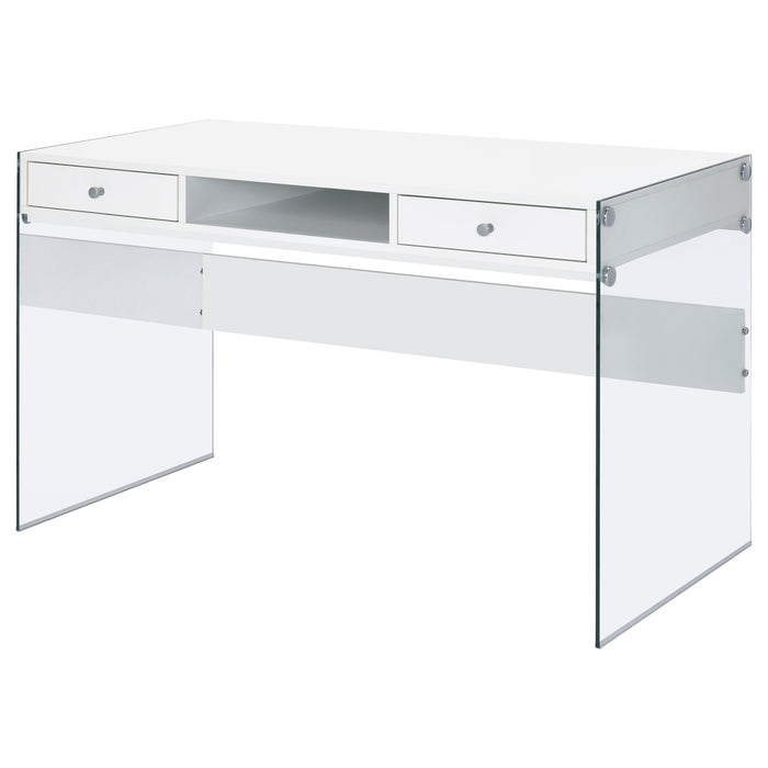 Dobrev 48-inch 2-drawer Writing Desk White High Gloss