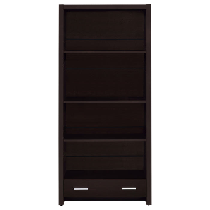 Skylar 71-inch 5-shelf Bookcase with Drawer Cappuccino