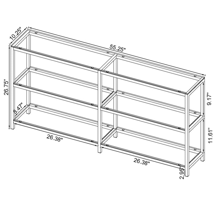 Kate 55-inch 2-shelf Console Bookcases Black Nickel