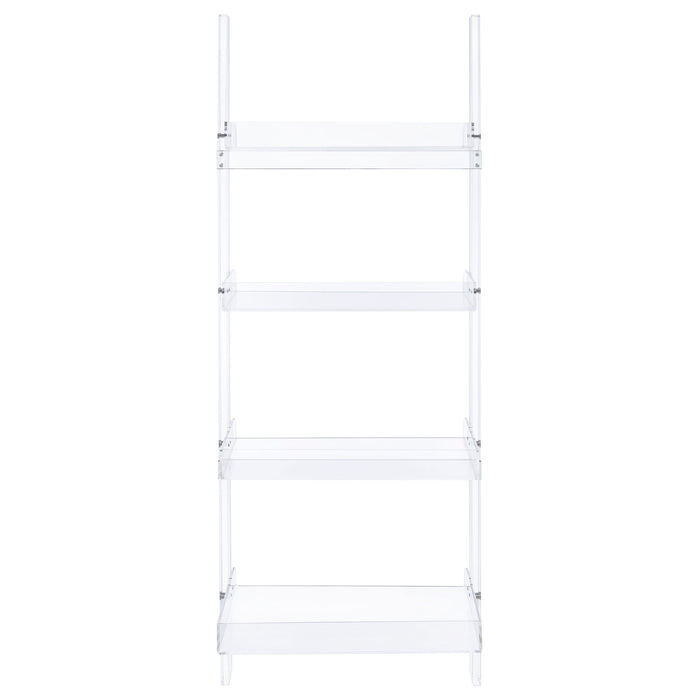 Amaturo 72-inch 4-shelf Acrylic Ladder Bookshelf Clear