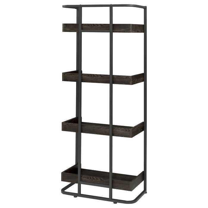 Ember 68-inch 4-shelf Bookshelf Dark Oak and Black