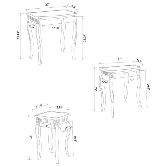 Daphne 3-piece Rectangular Wood Nesting Table Set Warm Brown