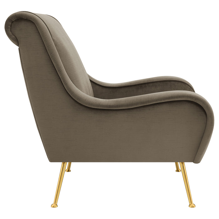 Ricci Upholstered Saddle Arm Accent Chair Truffle