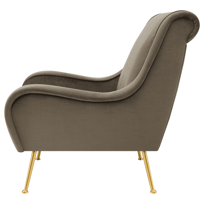 Ricci Upholstered Saddle Arm Accent Chair Truffle