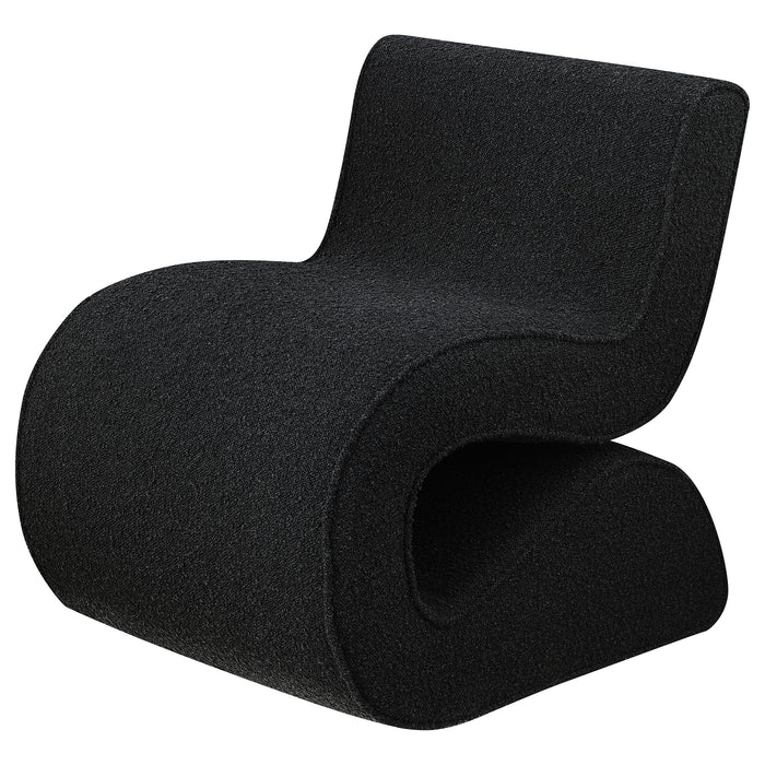 Ronea Boucle Upholstered Armless Curved Chair Charcoal