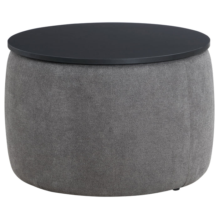 Tesoro Round Upholstered Lift Top Storage Ottoman Grey