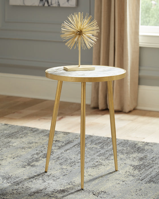 Acheson Round Marble Top Side Table White and Gold