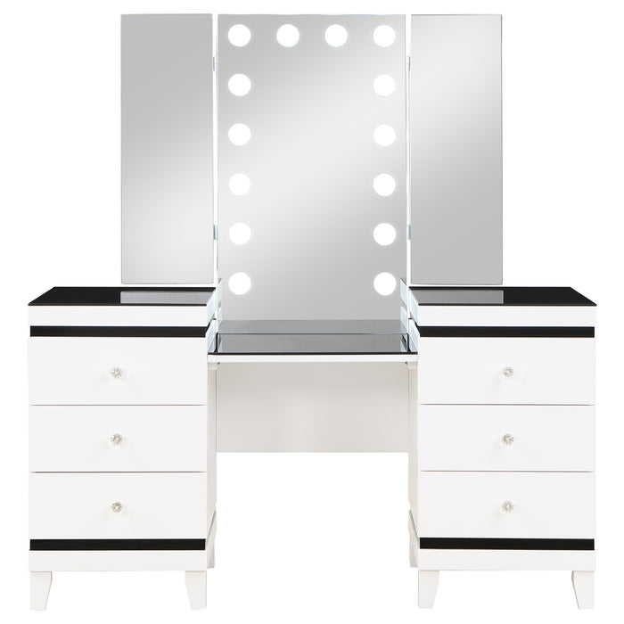 Talei 6-drawer Vanity Set with Lighting Black and White