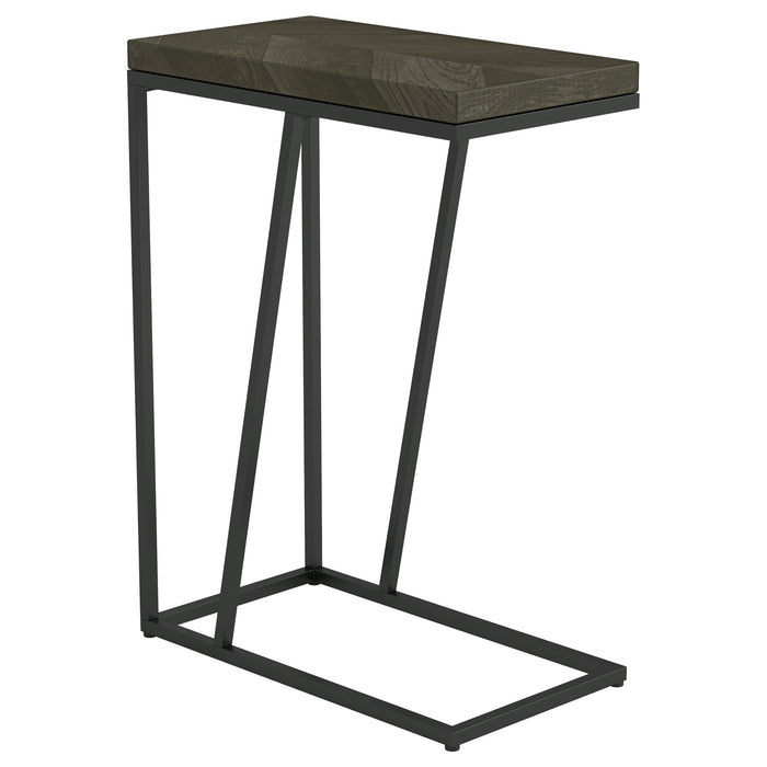 Sergio Engineered Wood C-Shaped Sofa Side Table Rustic Grey