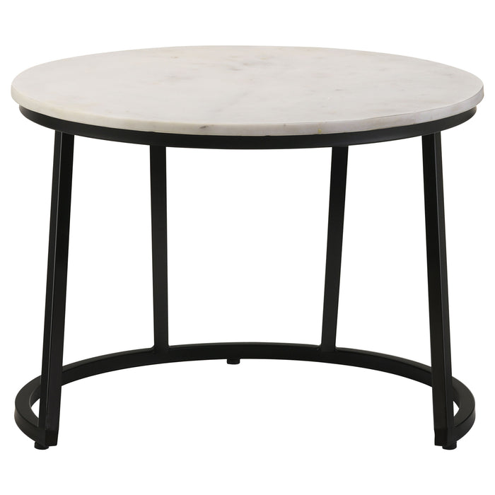 Miguel Round Marble Top Coffee Table White and Black