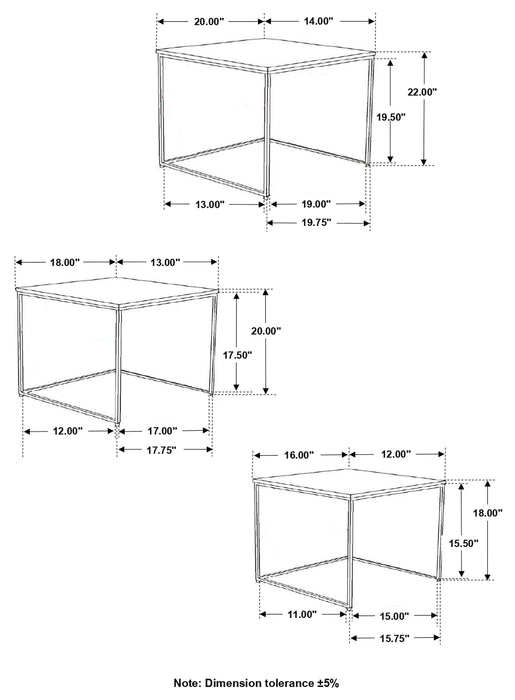 Medora 3-piece Marble Top Nesting Table Set White