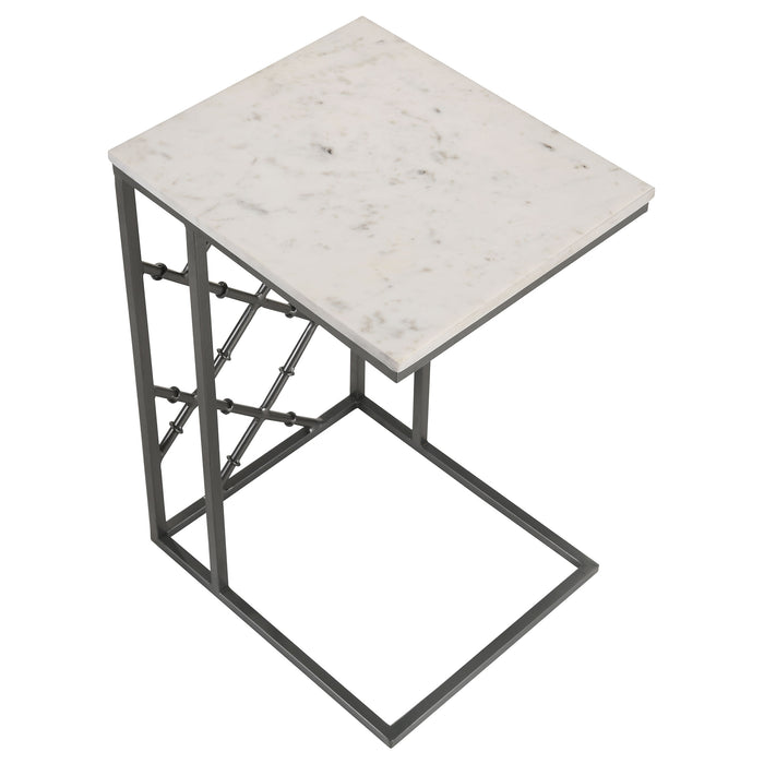 Angeliki Marble Top C-Shape Sofa Side Table Gunmetal